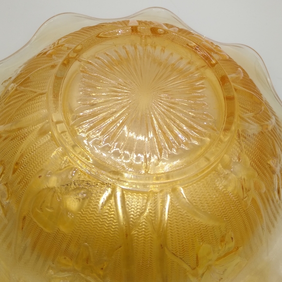 Jeanette Glass Iris Herringbone Iridescent Amber Carnival Glass Ruffled … - Picture 2 of 13